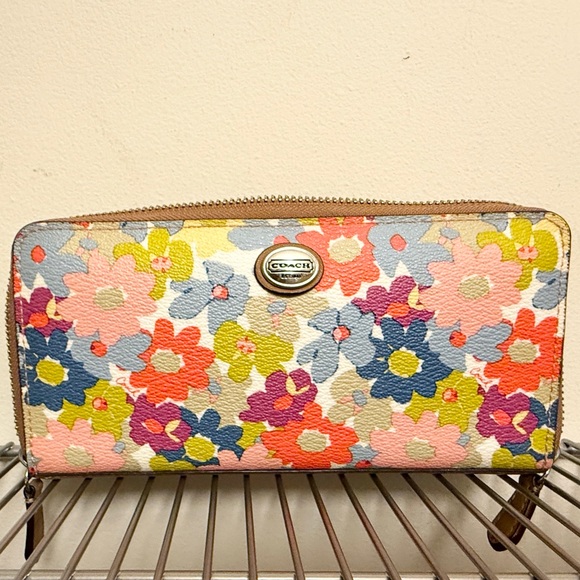 Coach Floral Women's Wallet - Pink, Blue, Green - Picture 1 of 5